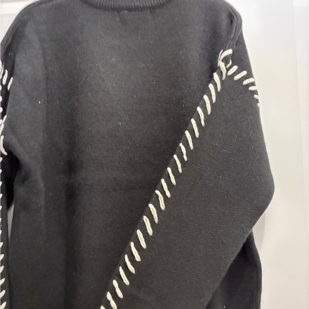 English Factory Black Sweater Dress with White Stitching - Picture 5 of 6
